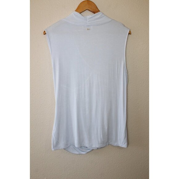 Calvin Klein Womens Light Blue Sleeveless Ruched Faux Wrap Blouse XL - Picture 4 of 5